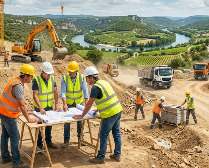 Artisans en réunion chantier